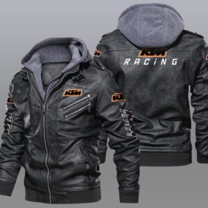 Ktm Black Brown Leather Jacket LIZ064