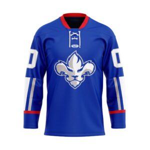 ECHL Trois-Rivieres Lions Personalized Blue Lace Hockey Jersey