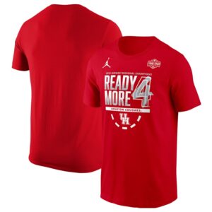 Houston Cougars Jordan Brand 2025 NCAA Men's Basketball Tournament March Madness Final Four Regional Champions Locker Room T-Shirt - Red