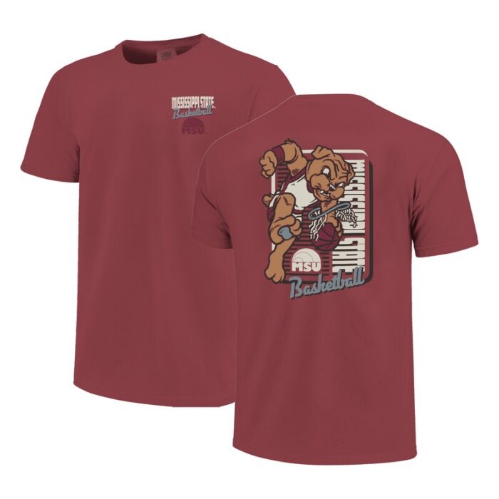 Mississippi State Bulldogs Comfort Colors Mascot Dunk T-Shirt - Maroon