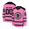NHL Boston Bruins Special Pink V-neck Hockey Jersey FHJ301