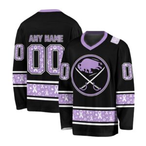 NHL Buffalo Sabres Special Black Hockey Fight Cancer V-neck Hockey Jersey FHJ301
