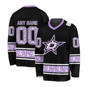 NHL Dallas Stars Special Black Hockey Fight Cancer V-neck Hockey Jersey FHJ301