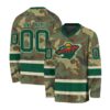 NHL Minnesota Wild Special Camo Design V-neck Hockey Jersey FHJ302