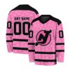 NHL New Jersey Devils Special Pink V-neck Hockey Jersey FHJ301