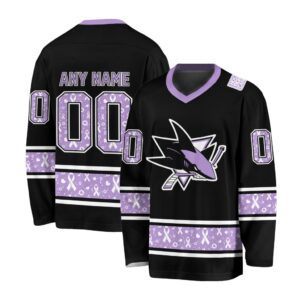 NHL San Jose Sharks Special Black Hockey Fight Cancer V-neck Hockey Jersey FHJ301