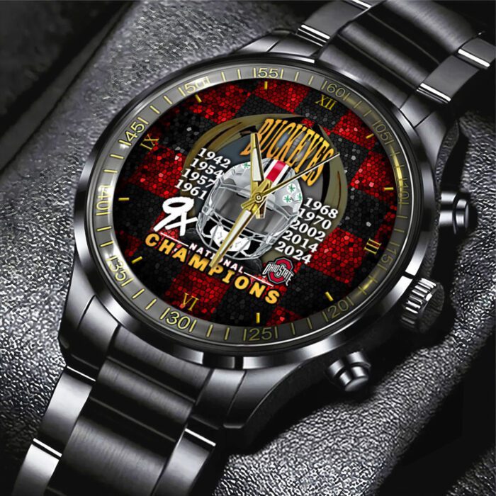 Ohio State Buckeyes Football Black Stainless Steel Watch NCT1035