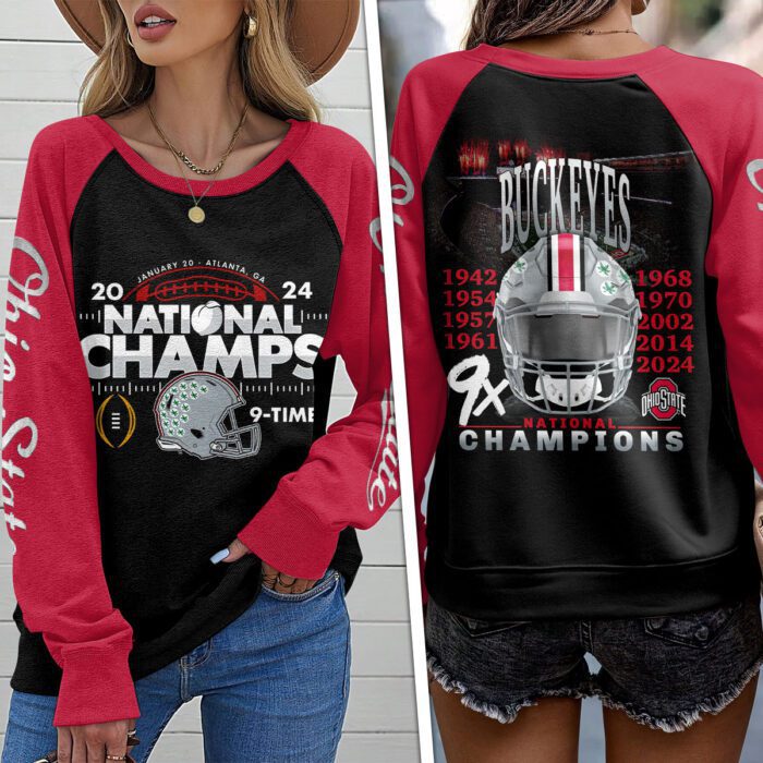 Ohio State Buckeyes Football Round Neck Raglan Sleeve Sweatshirt NCT1043