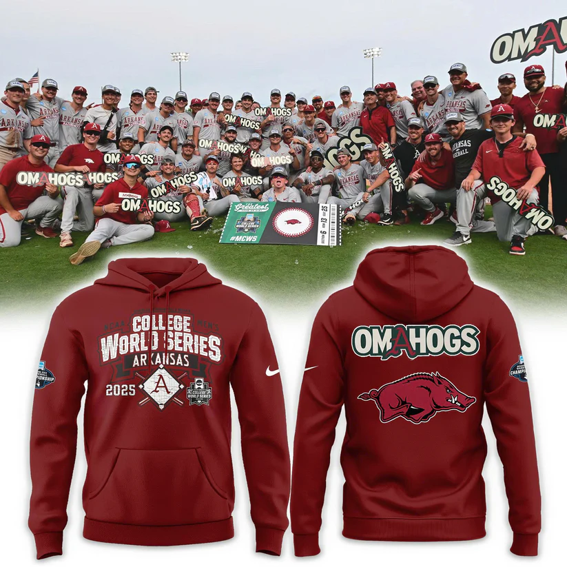 AR Omahogs Baseball 2025 College World Series Unisex Hoodie FBH1015