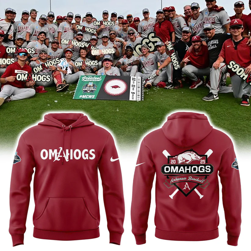 AR Omahogs Baseball 2025 College World Series Unisex Hoodie FBH1016