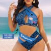 Custom Eeyore Leopard Women's 2PCS Bikini Swimsuit Crisss Cross Cutout Bathing Suit EBN1074