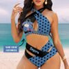 Custom Eeyore Polka Dot Women's 2PCS Bikini Swimsuit Crisss Cross Cutout Bathing Suit EBN1077