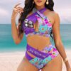 Jack And Sally Women's 2PCS Bikini Swimsuit Crisss Cross Cutout Bathing Suit EBN1013