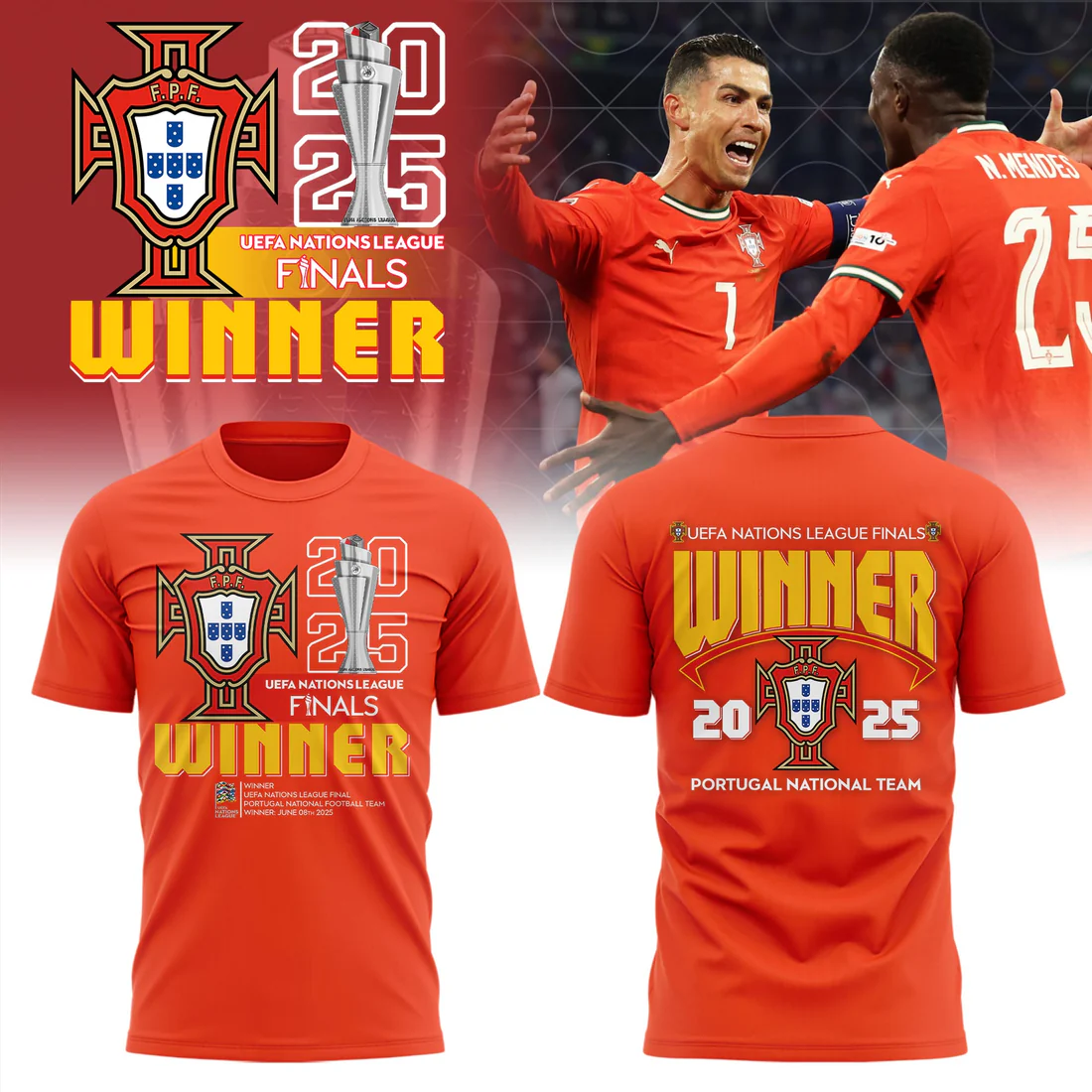 Portugal Champions UEFA Nations League 2025 Unisex Performance T-Shirt Limited Edition FBH1011
