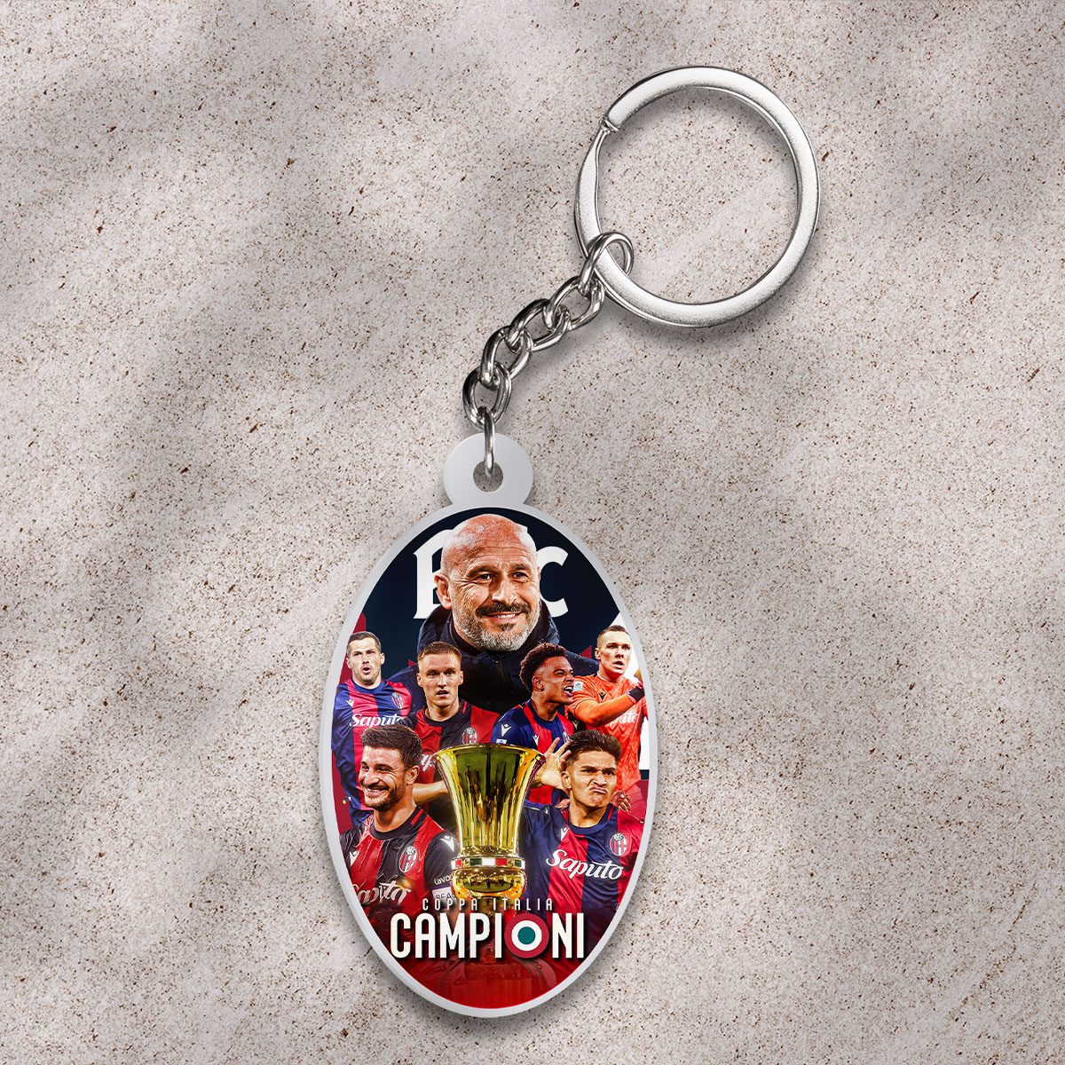 Bologna-FC-Custom-Shape-2-sided-Keychain-GKC1196 Bologna FC Custom Shape 2-sided Keychain GKC1196
