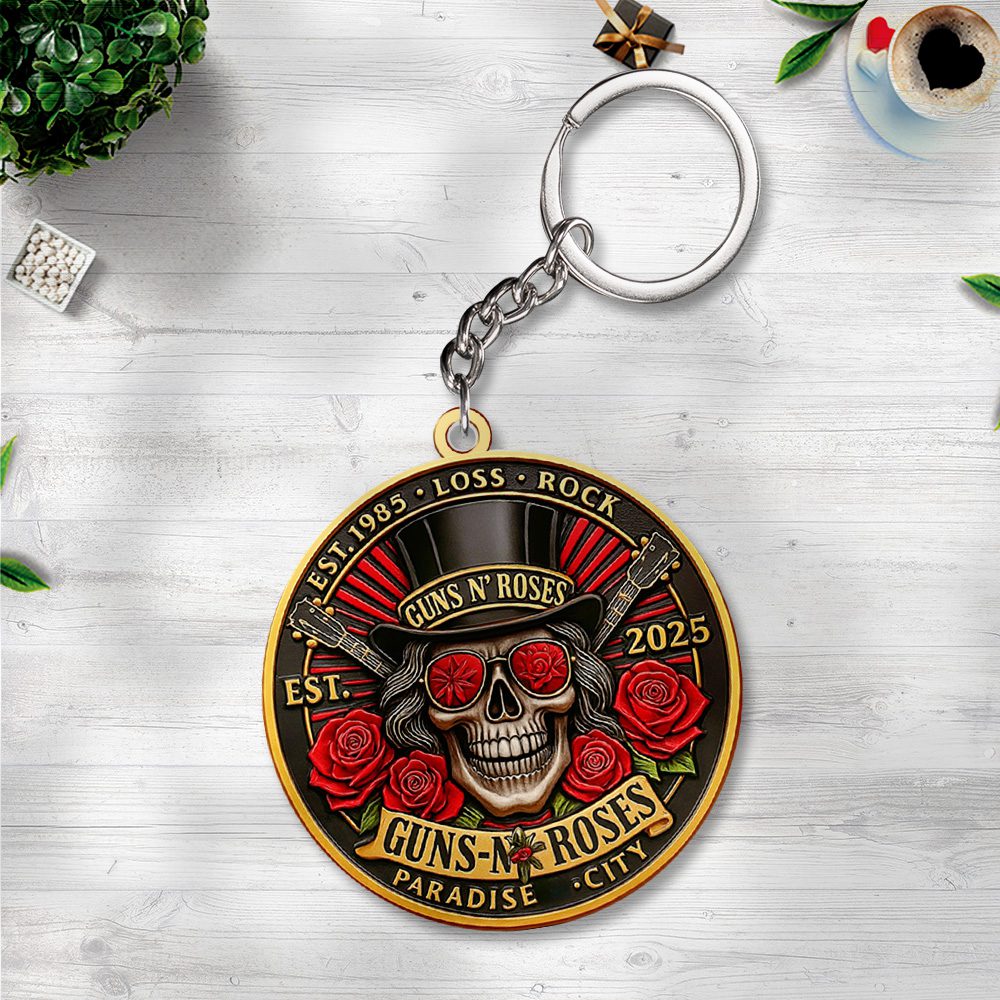 Guns-N-Roses-Custom-Shape-2-sided-Keychain-GKC1081 Guns N' Roses Custom Shape 2-sided Keychain GKC1081