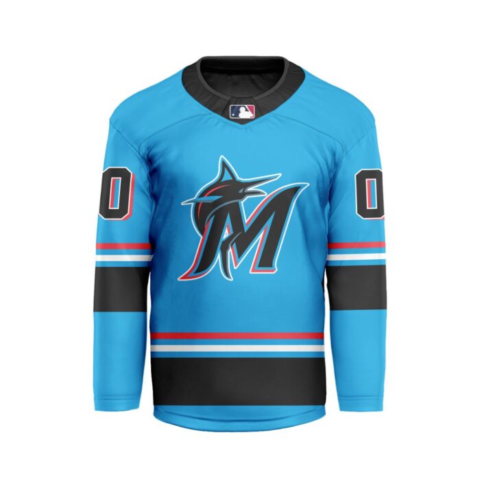 MLB Miami Marlins Personalized Alternate Style Hockey Jersey