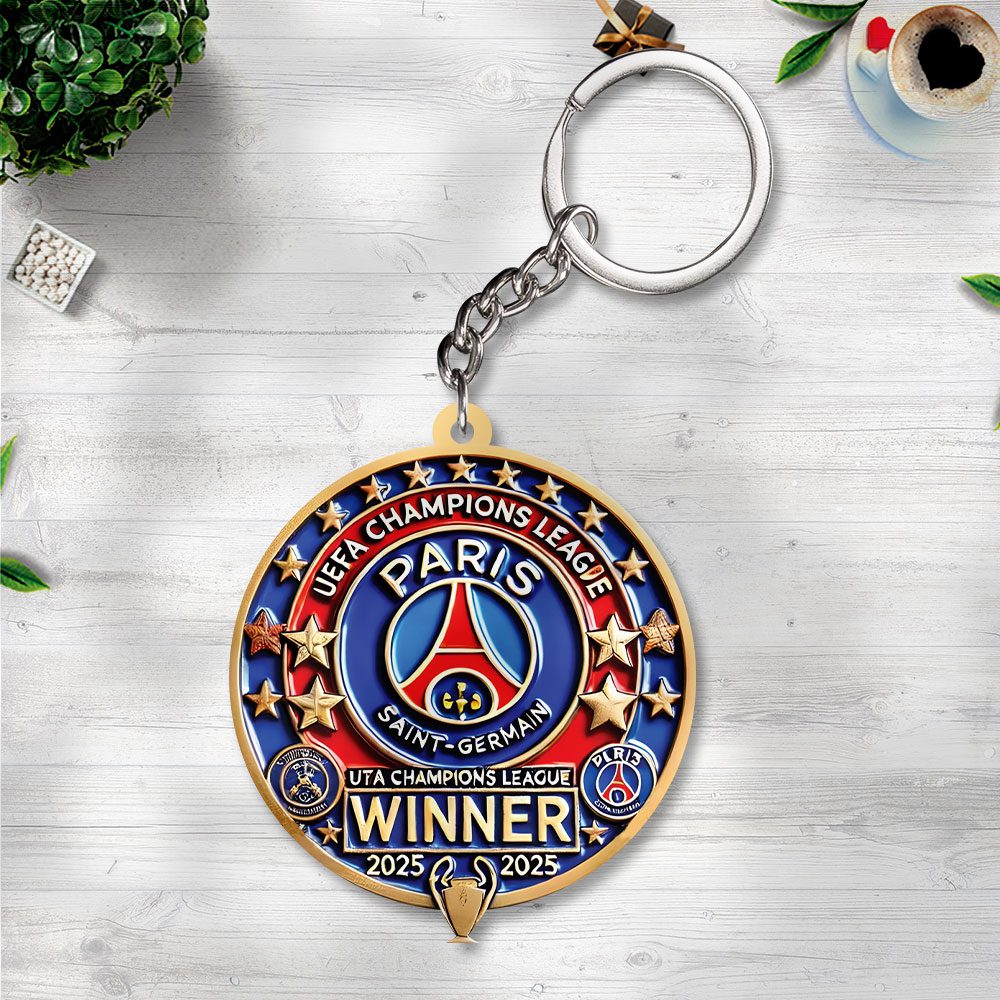 Paris-Saint-Germain-UEFA-Champion-League-2025-Winner-Custom-Shape-2-sided-Keychain-GKC1114 Paris Saint-Germain UEFA Champion League 2025 Winner Custom Shape 2-sided Keychain GKC1114