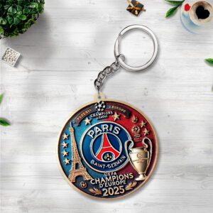Paris Saint-Germain UEFA Champion League 2025 Winner Custom Shape 2-sided Keychain GKC1144