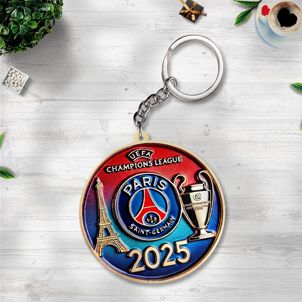 Paris-Saint-Germain-UEFA-Champion-League-2025-Winner-Custom-Shape-2-sided-Keychain-GKC1155 Paris Saint-Germain UEFA Champion League 2025 Winner Custom Shape 2-sided Keychain GKC1155