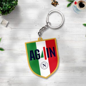 S.S.C. Napoli Custom Shape 2-sided Keychain GKC1189