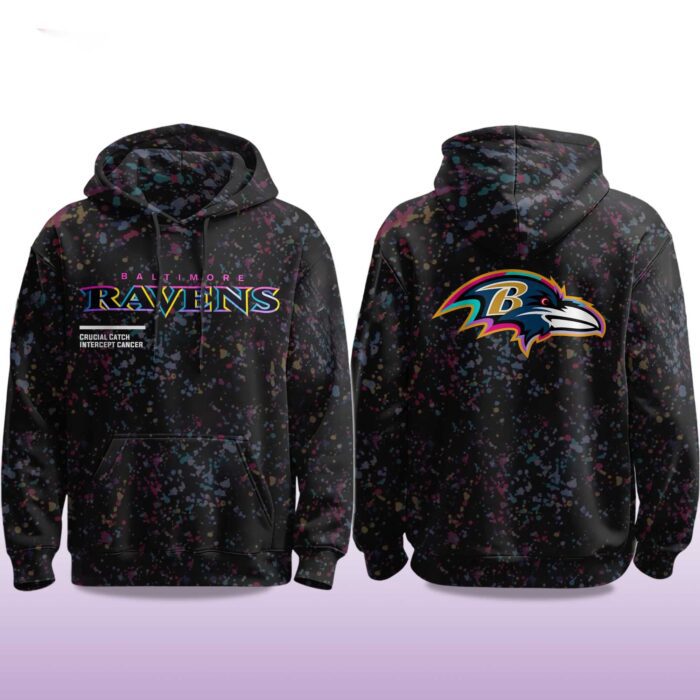 2025 Baltimore Ravens Crucial Catch Intercept Cancer Hoodie CRC1005
