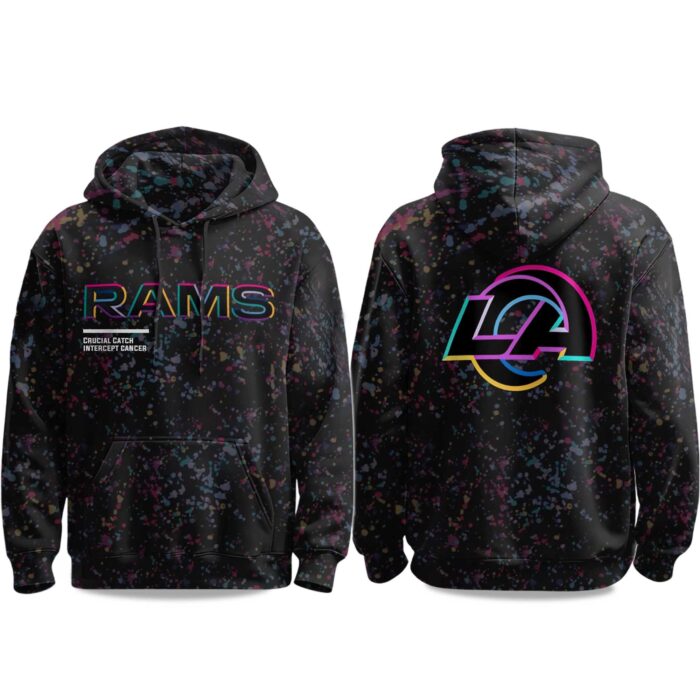 2025 Los Angeles Rams Crucial Catch Intercept Cancer Hoodie CRC1006