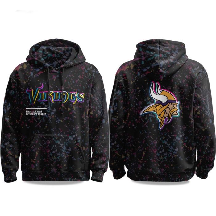 2025 Minnesota Vikings Crucial Catch Intercept Cancer Hoodie CRC1002