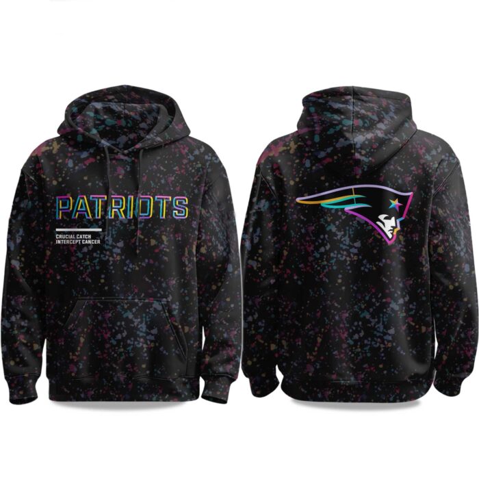 2025 New England Patriots Crucial Catch Intercept Cancer Hoodie CRC1003