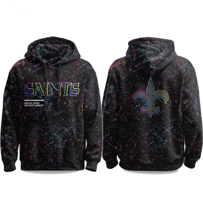 2025 New Orleans Saints Crucial Catch Intercept Cancer Hoodie CRC1004