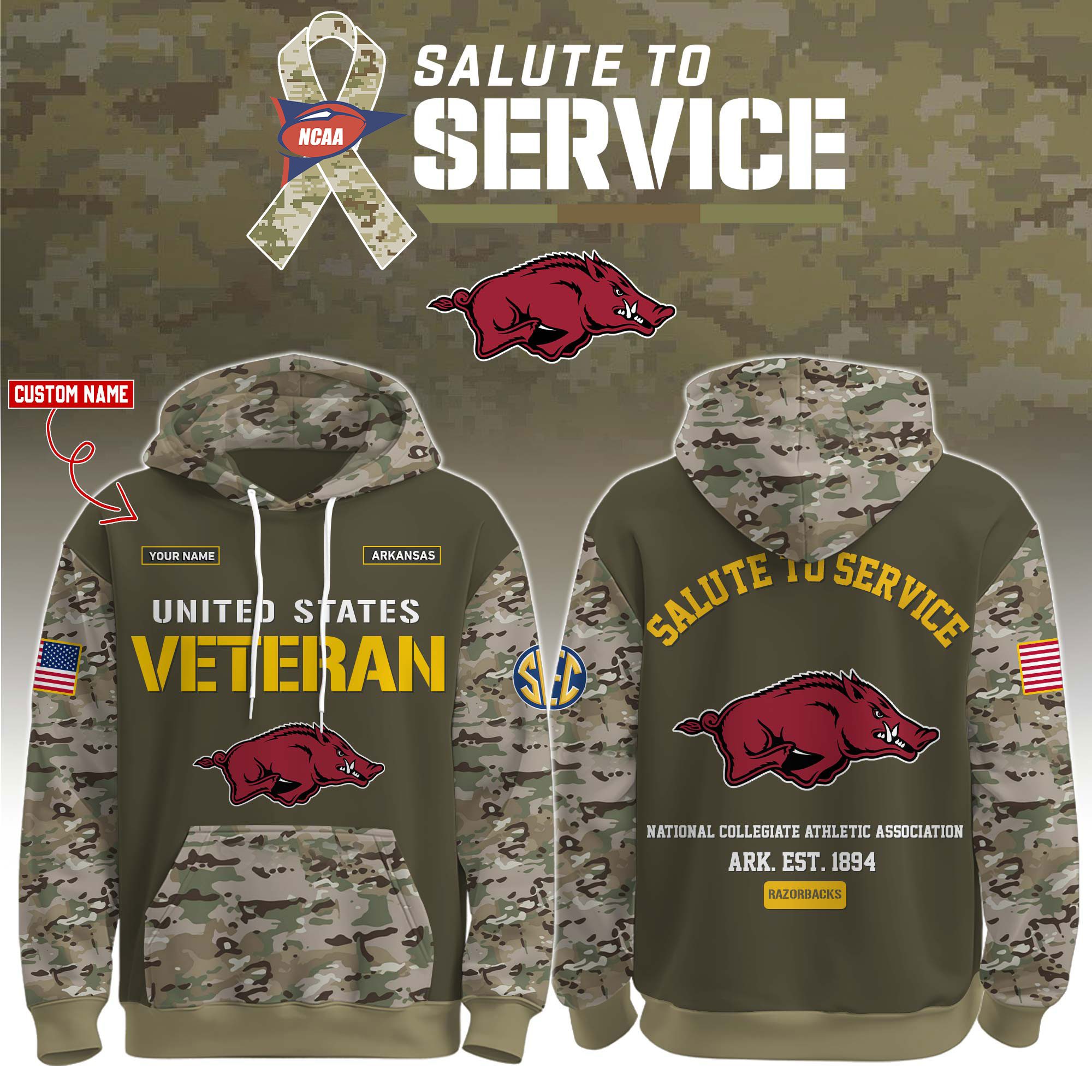 Arkansas-Razorbacks-2025-Salute-To-Service-Unisex-Performance-Hoodie Arkansas Razorbacks 2025 Salute To Service Unisex Performance Hoodie
