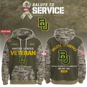 Baylor Bears 2025 Salute To Service Unisex Performance Hoodie