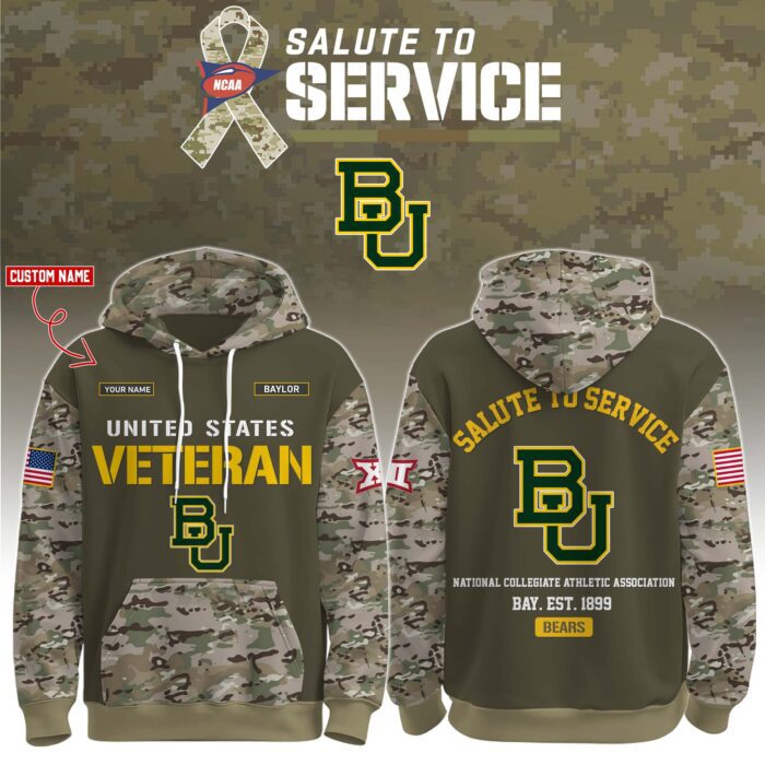 Baylor Bears 2025 Salute To Service Unisex Performance Hoodie