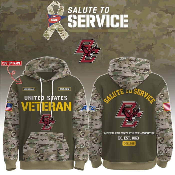 Boston College Eagles 2025 Salute To Service Unisex Performance Hoodie