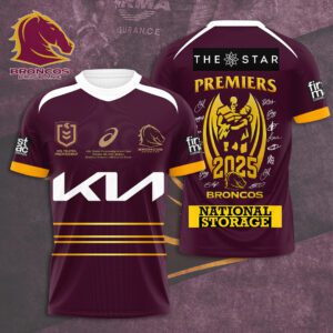 Brisbane Broncos 2025 NRL Premiers Unisex Performance T-Shirt GNE5081