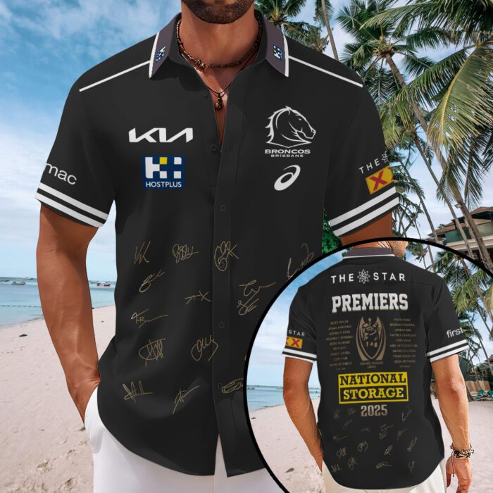Brisbane Broncos 2025 Premiers Short Sleeve Button GNE5005