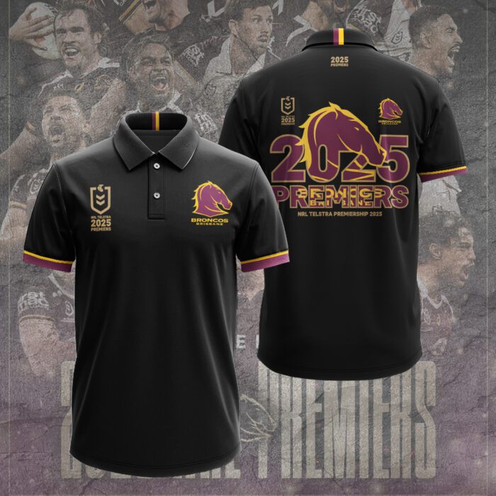Brisbane Broncos Win First NRL Premiership 2025 Premiership Polo Shirt BBF1072