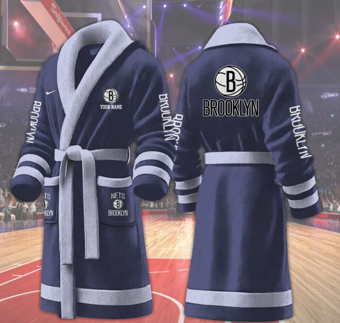 Brooklyn Nets NBA Personalized Fleece Bathrobe