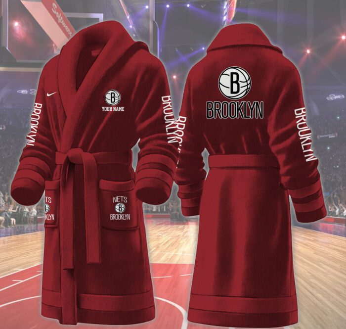Brooklyn Nets NBA Personalized Fleece Bathrobe