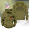 Cleveland Browns 2025 Salute to Service Military Green Vintage Quarter Zip Hoodie