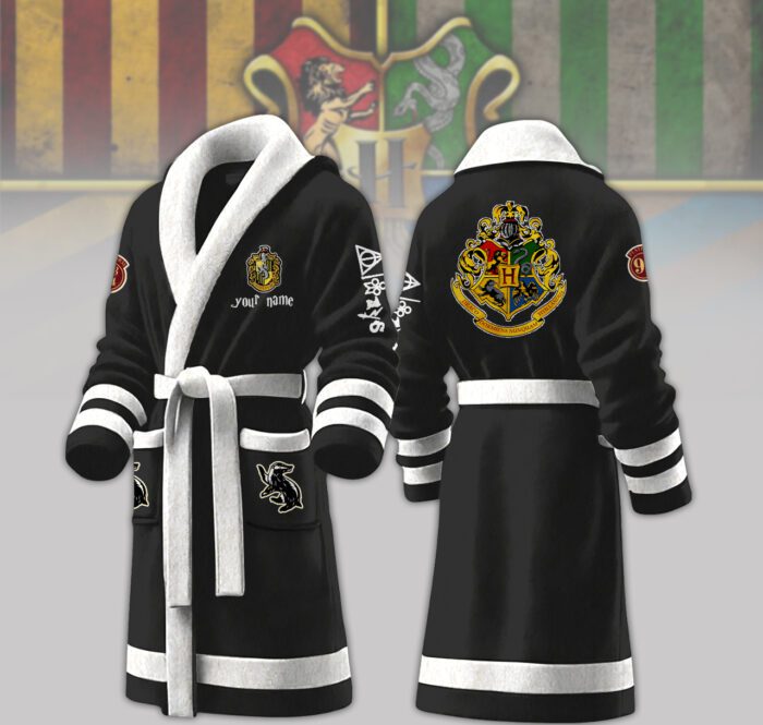 Hufflepuff House Harry Potter Personalized Fleece Bathrobe