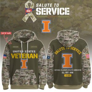 Illinois Fighting Illini 2025 Salute To Service Unisex Performance Hoodie