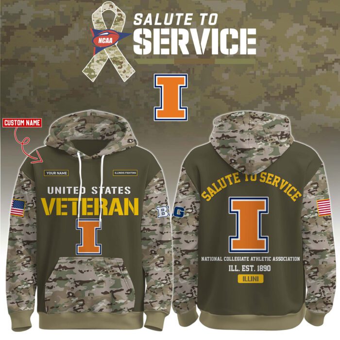 Illinois Fighting Illini 2025 Salute To Service Unisex Performance Hoodie