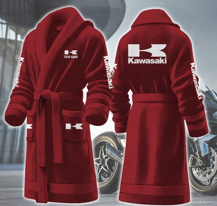 Kawasaki Motocycles Personalized Fleece Bathrobe