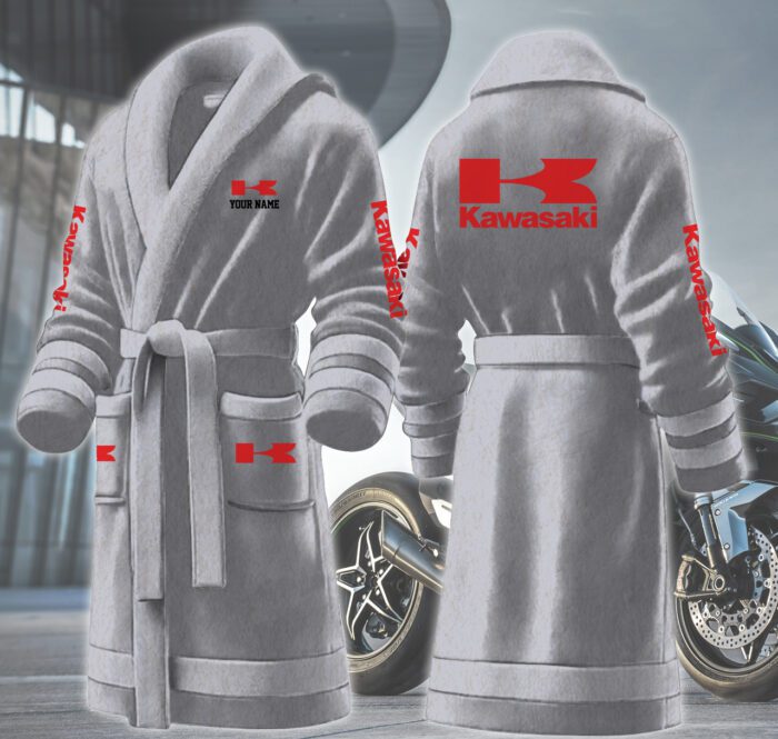 Kawasaki Motocycles Personalized Fleece Bathrobe