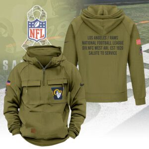 Los Angeles Rams 2025 Salute to Service Military Green Vintage Quarter Zip Hoodie