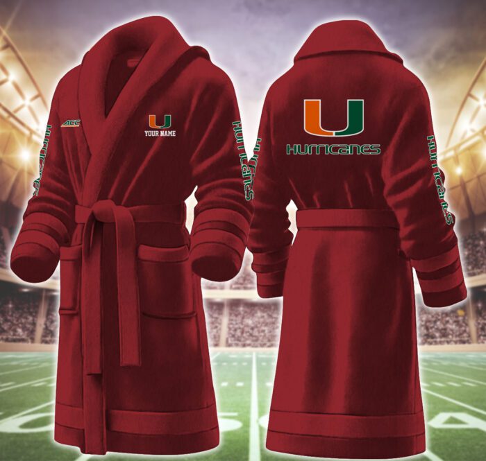 Miami Hurricanes NCAA Personalized Fleece Bathrobe