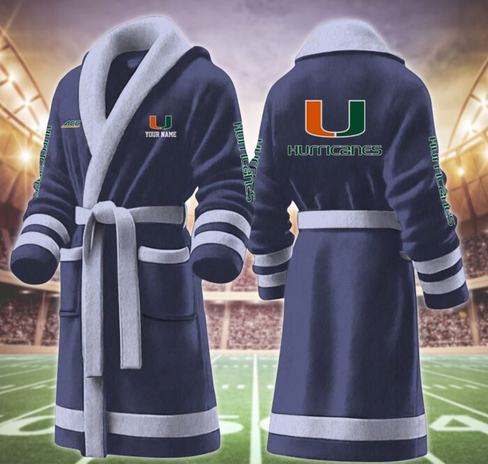 Miami Hurricanes NCAA Personalized Fleece Bathrobe