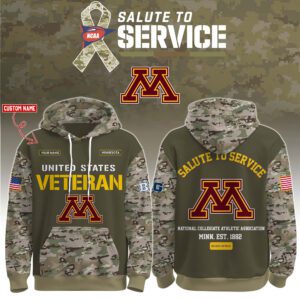 Minnesota Golden Gophers 2025 Salute To Service Unisex Performance Hoodie