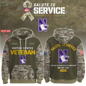 Northwestern Wildcats 2025 Salute To Service Unisex Performance Hoodie